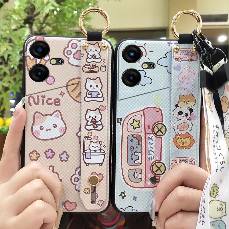 Back Cover Cute Phone Case For Tecno Pova Neo3/LH6N Protective Waterproof Cartoon Silicone Ring Anti-dust Soft Case