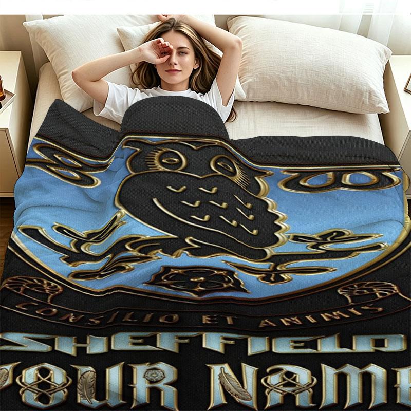 1PC Sheffield Wednesday Football Club Custom Name Patterned Flannel Blanket Suitable For All Seasons for Home Decor Warmth and Comfort Gifts Holiday P