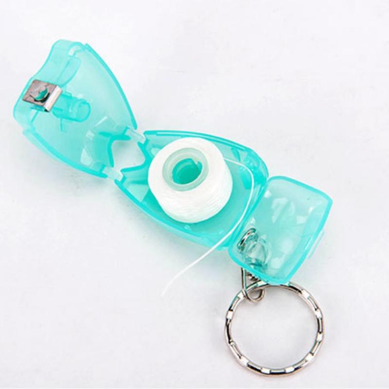 50pcs Dental Floss Tooth Keychain Portable Floss Roll Tooth-Shaped Key Chain Teeth Care Oral Clean Tool