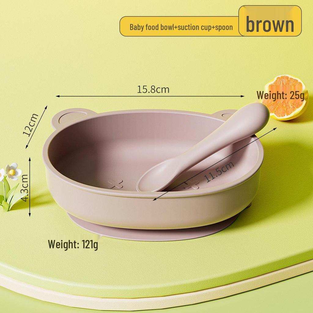 Silicone Baby Bowl with Lid, Food-Grade Suction Cup, Anti-Fall, Little Bear Design