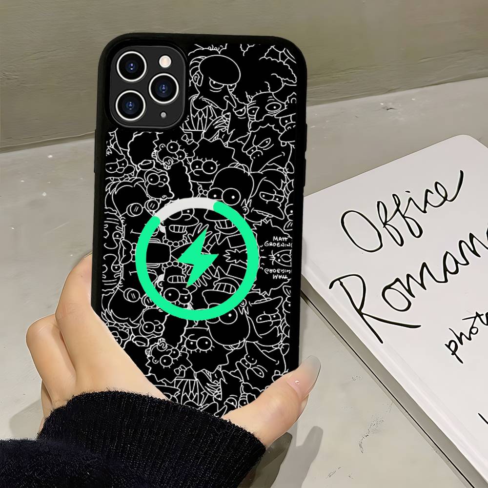 Смешной мультяшный чехол для телефона S-Simpsons Для IPhone 17 Air 16 15 14 13 12 11 Pro Max Plus Для Magsafe Беспроводная зарядка Чехол
