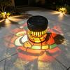 Santa Claus Pattern Wall Sconces Solar Christmas Light, Projection Lamp with Rust-Proof Iron Waterproof Metal Fence Lighting Frame, Decorative
