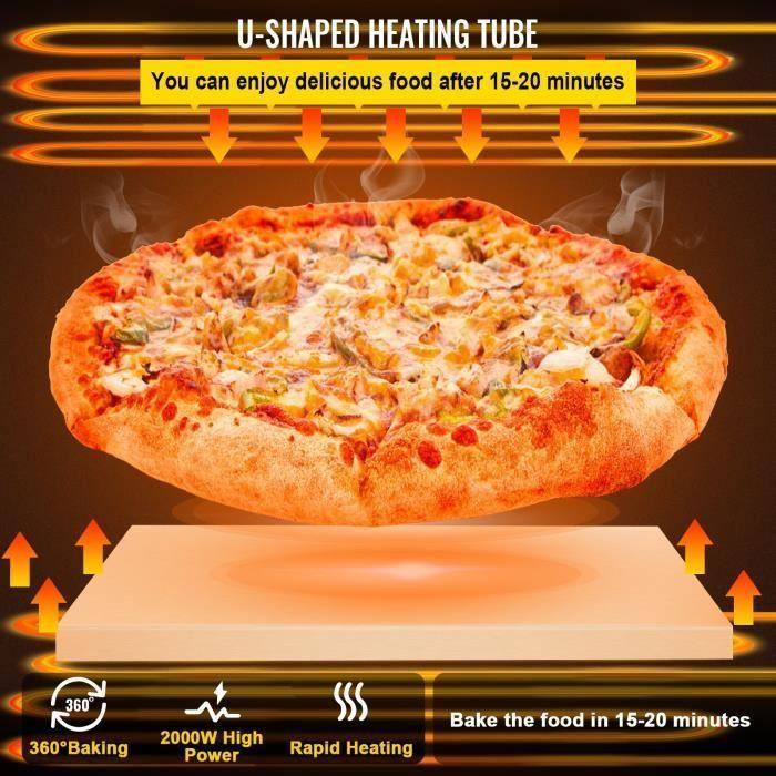 Four à Pizza électrique 2000 W Mini-Four à Chaleur 50 - 350 ℃ Four à Pizza Portable 56 x 47,5 x 26,5 cm Acier Inoxydable