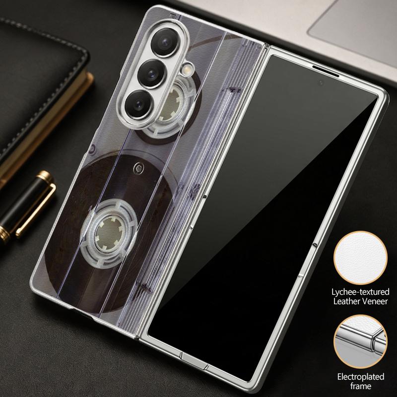 Креативный чехол с принтом аудиокассеты для Samsung Z Fold 8 Ultra 7 6 5 Гибридный 3-в-1 Кожаная накладка с покрытием Складной чехол для телефона для Galaxy Z Fold8 Fold7 Fold6