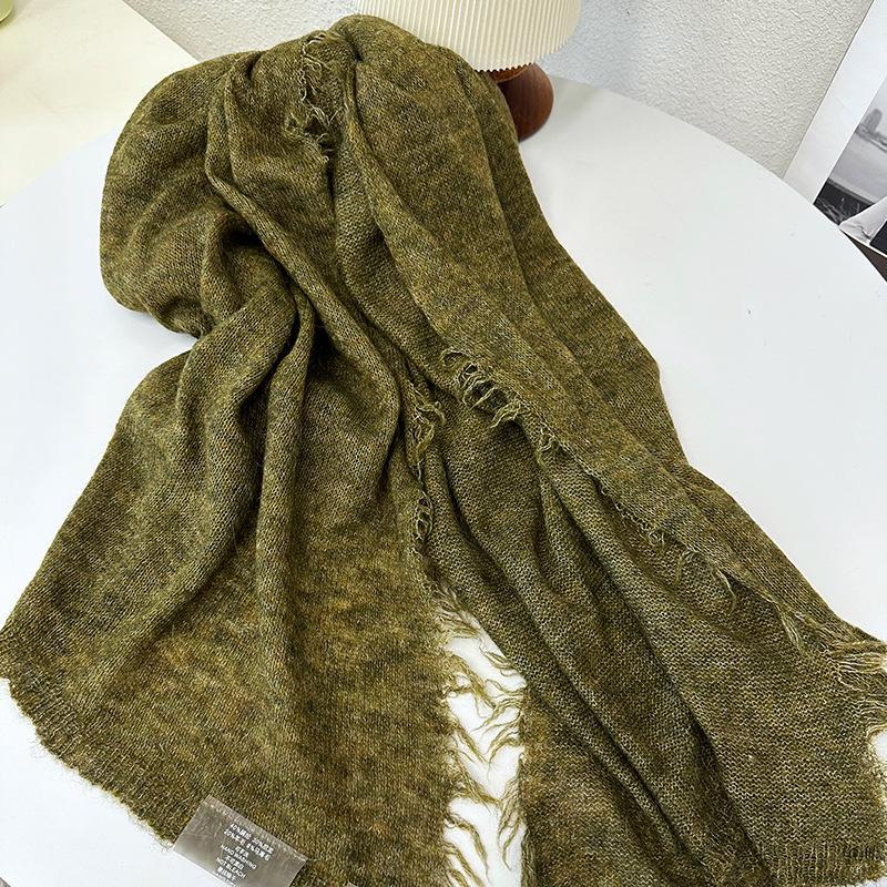 Autumn and Winter New Simple Warm Wool Scarf Shawl Men and Women Versatile Solid Color Wool Mohair Scarf