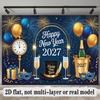 2D Flat 2D Flat Banner Design Banner Holiday Blue2027New Year Backdrop Balloons Pattern For Indoor Outdoor Celebration Wedding Birthday