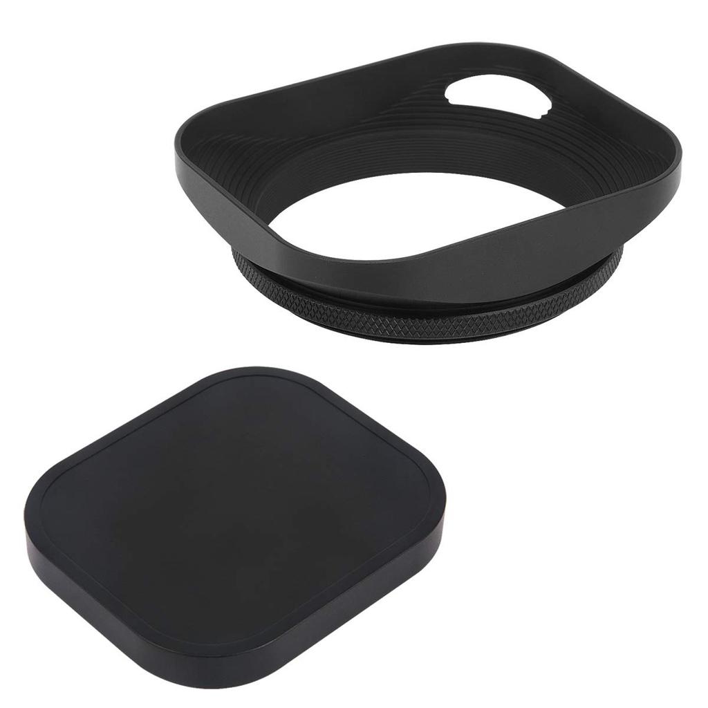 Haoge LH-B58P 58mm Square Metal Screw-in Lens Hood with Hollow-out Cap for Leica Rangefinder Cameras with 58mm E58 Filter Thread Lens, Black