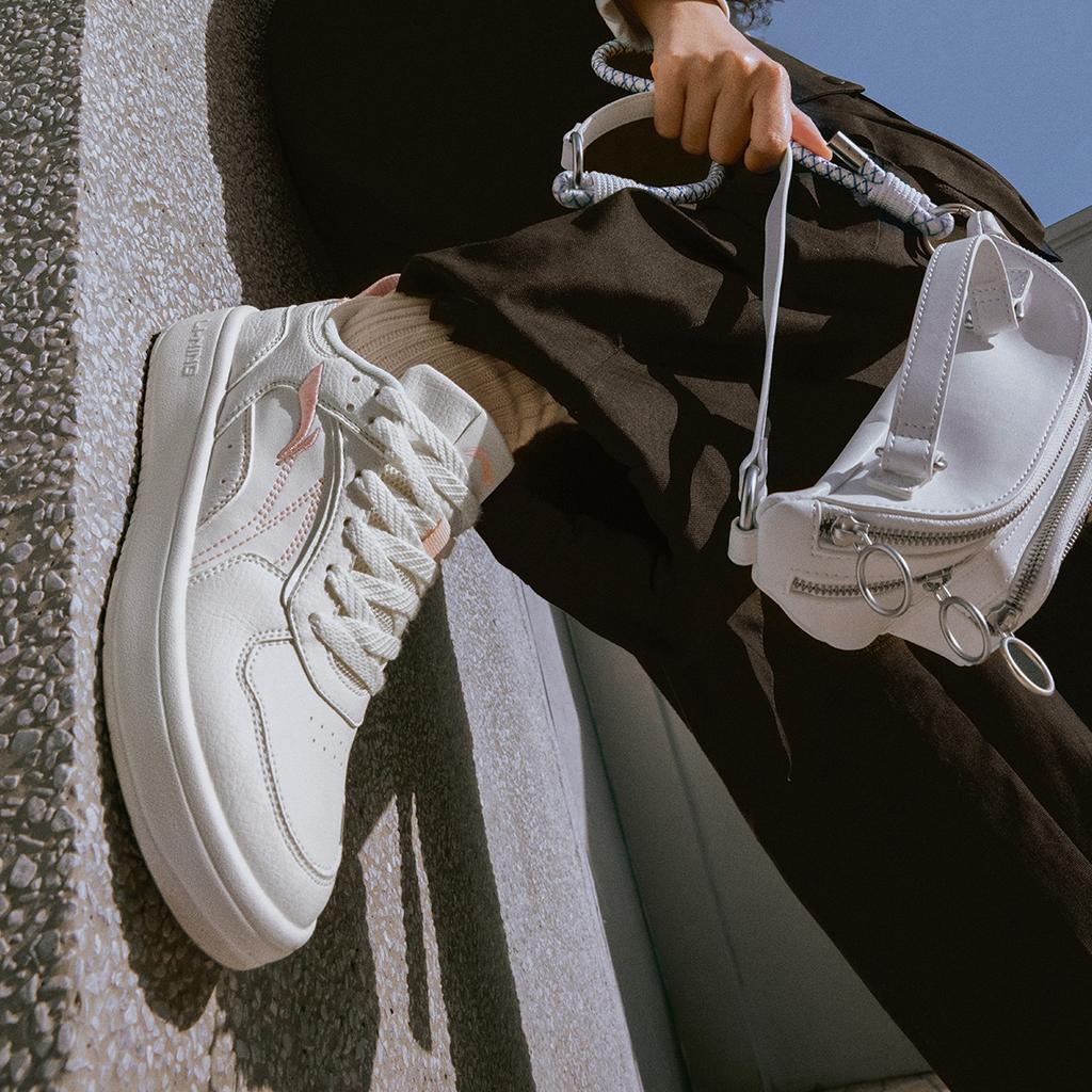 Li Ning Sui Sui Casual Versatile Thick Sole White Sneakers Non-Slip Wear-Resistant Breathable Height Increasing Low-Top Skate Shoes AGCT148-2