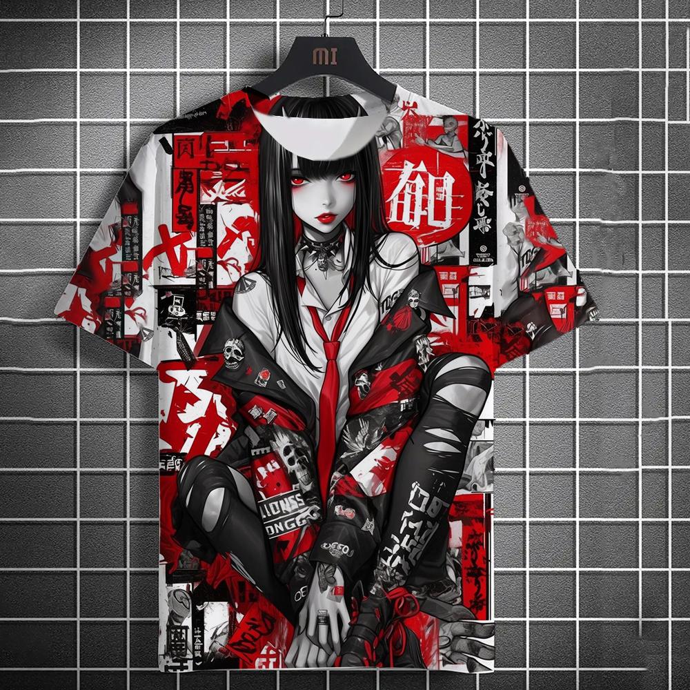 Мужская и женская летняя мода 3D-печать японское аниме печать футболка повседневная круглый вырез повседневный короткий рукав