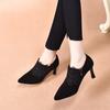 Модные остроносые туфли на высоком каблуке весна новый темперамент кружево глубокий вырез туфли-лодочки черная овечья кожа шпилька ботильоны