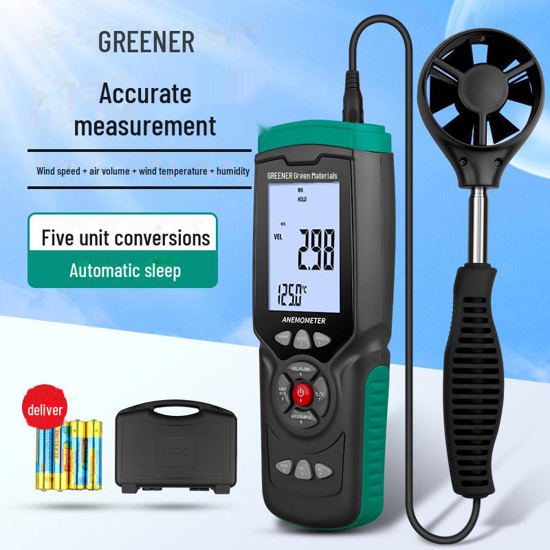 Ручной анемометр Green Forest: Высокоточный тестер скорости ветра, температуры и объема воздуха.