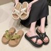 New Chinese Style Niche Design Thick-soled Slippers Women's Outer Wear 2025 Summer New Models with Skirts Beach Slippers