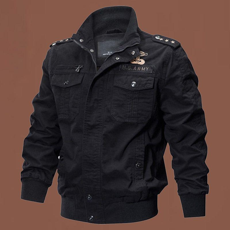 Весенне-осенняя куртка мужская хлопковая стираная военная форменная куртка большого размера 6XL с воротником-стойкой