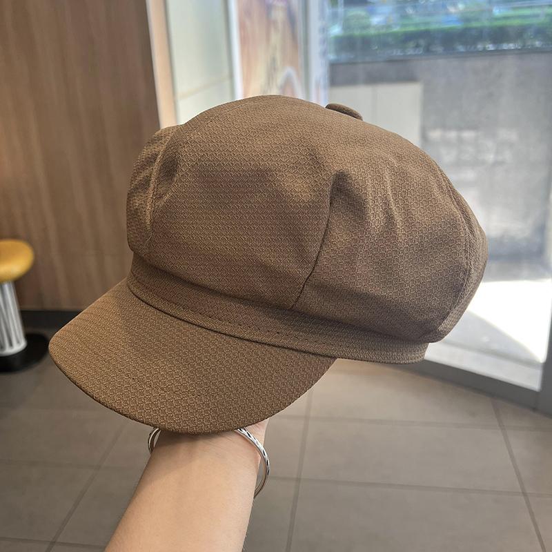 Early Autumn Versatile Face Newsboy Hat British Retro Temperament Painter Hat Simple Solid Color Literary Octagonal Beret