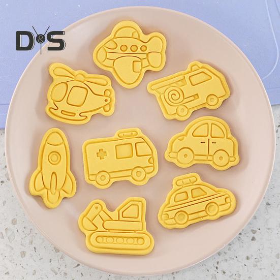 8 шт./компл., формочки для печенья с рисунком автомобиля, многоразовые ПП, детские праздничные формы для печенья, трафареты для детей