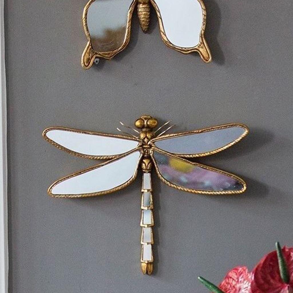 Retro Old Resin Mirror  Butterfly Wall Hanging Wall Background Wall Decoration Painting Mural Simulation Animal Light Luxury
