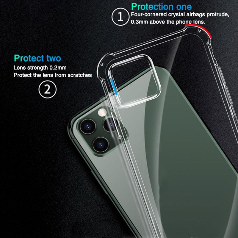 Ударопрочный Бронированный Прозрачный Мягкий ТПУ Чехол Для iPhone 11 Pro Max SE X XS XR 6 6S 7 8 6SPlus 7Plus 8Plus Силиконовый Прочный Подушки Безопасности Задняя Крышка Чехол