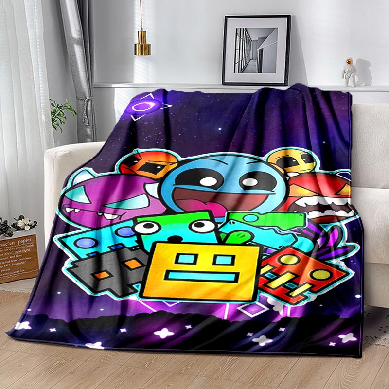 1pc Blanket Geometry Dash1 Print Design, Lightweight Blanket for Sofa, Bed- Soft &Warm, Gift for All Seasons like Christmas, Halloween