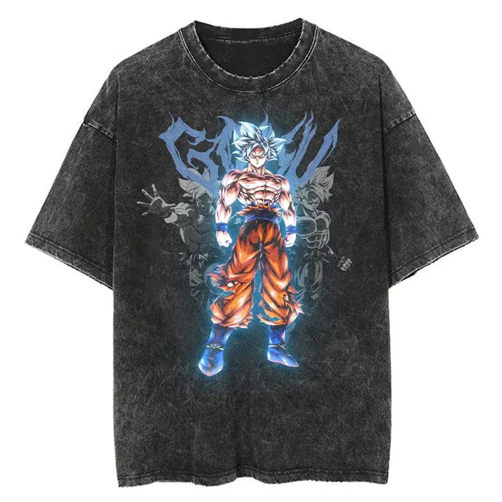 Anime Dragon Ball Majin Vegeta Printed Tshirt Mens and Womens Washed Tshirt High Quality Vintage Cotton Tshirt Tops