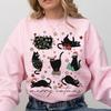 Christmas Cat Sweatshirt Catmas Meow Christmas Tree Light Its Fine Holiday Clothing Funny Cute Kitty Xmas Crewneck Women Tops
