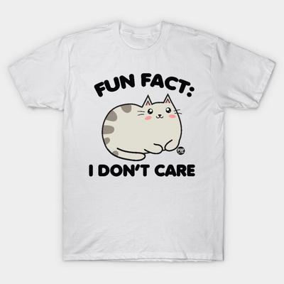 Asian Size Men Black Print T-shirt Dont Care Cat No-Cut Print Cotton Tshirt