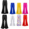 Kids Flared Pants Boys Girls Shiny Sequins Elastic Waist Bell BottomTrousers for Jazz Disco Modern Dance Stage Performance Pants