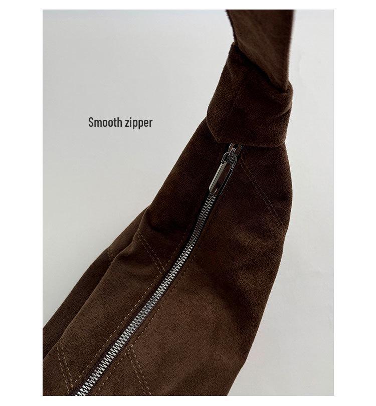 Винтажная замшевая сумка-круассан 2025: Стильная, Универсальная, Вместительная Сумка через плечо