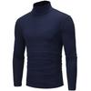 Men Autumn Winter Slim Fit Bottoming T-shirt Turtleneck Long Sleeve Solid Color Elastic Thin Pullover Tops Streetwear