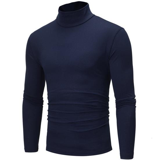 Men Autumn Winter Slim Fit Bottoming T-shirt Turtleneck Long Sleeve Solid Color Elastic Thin Pullover Tops Streetwear