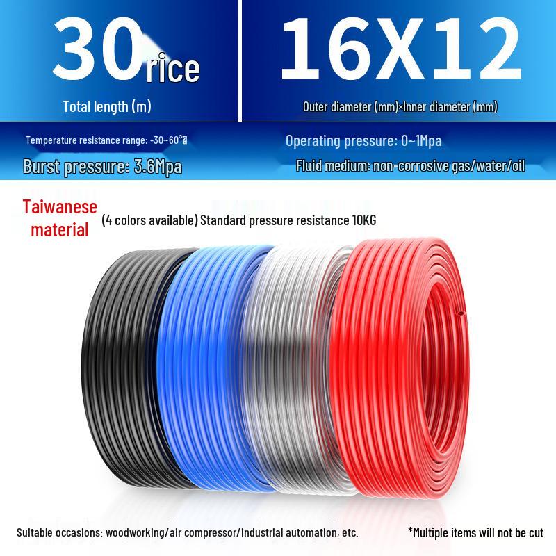 High-Pressure PU 8mm Pneumatic Air Compressor Hose, Transparent, Available in 10/6.5mm and 4/6/12/14/16mm Sizes