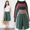 Half Length Pants Korean Style Ladies Solid Color Wide Leg Shorts Trousers