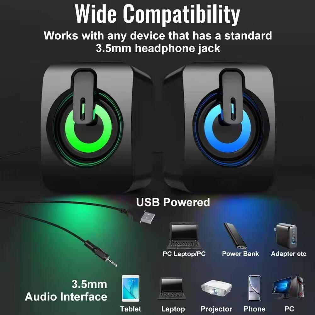 Мини-колонка для компьютера, проводные колонки USB, объемный стереозвук, динамик для ПК, ноутбука, не Bluetooth-колонки