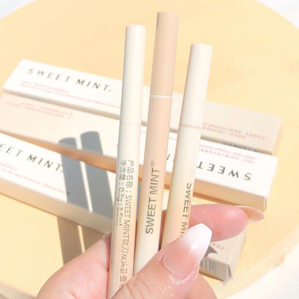 Подводка для глаз, двусторонняя ручка тутового шелкопряда, матовая перламутровая, осветляющая, до двусторонней ручки для теней шелкопряда «два в одном»