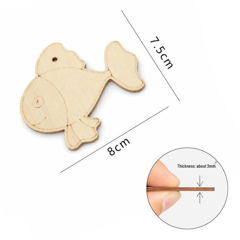 Hand-painted Wooden Graffiti Animal & Vegetable Pendant DIY Kit for Kids – Creative Coloring Gift