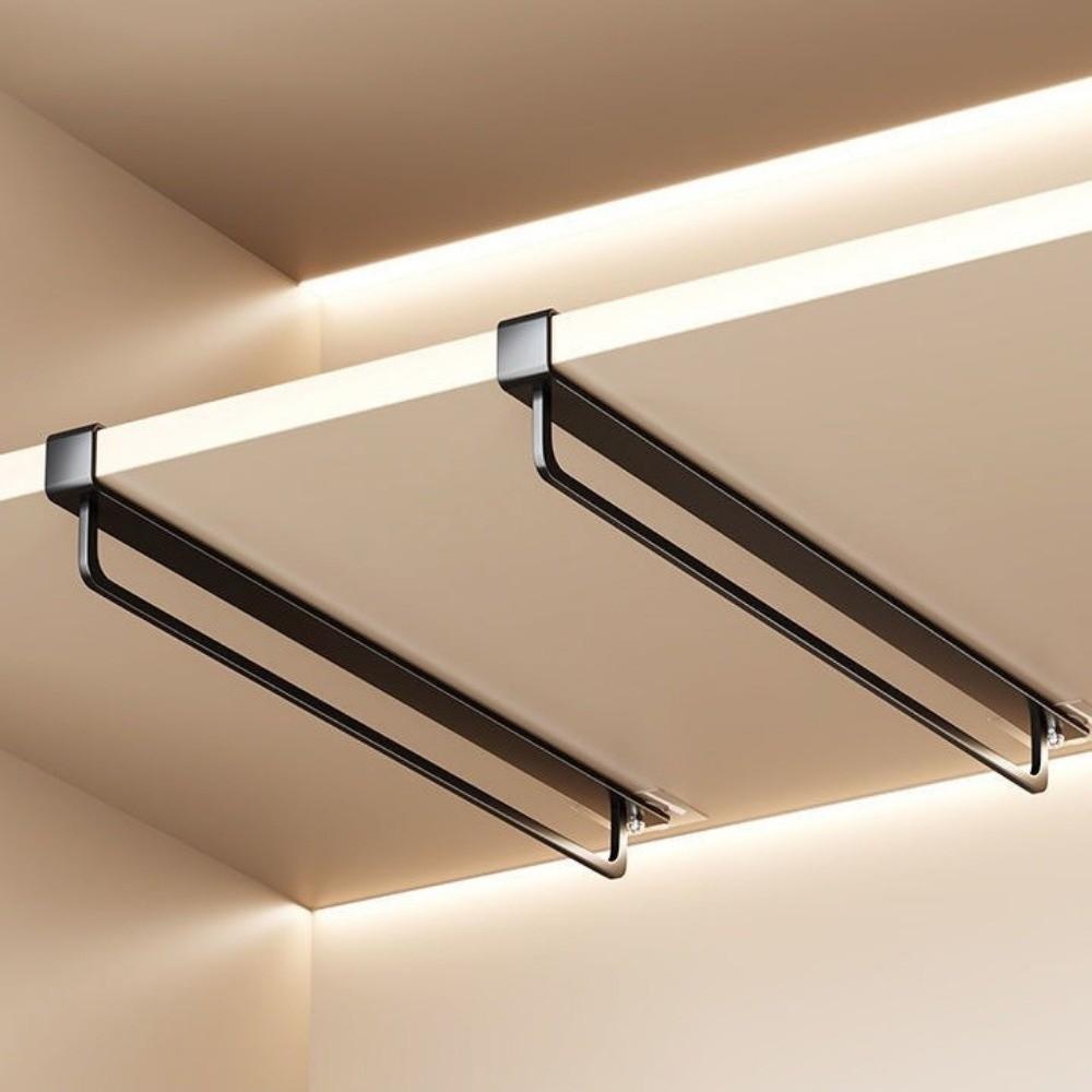 Iron Under Shelf Hanging Rods Non Perforated Clothing Storage Rack Closet Interior
