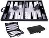 Backgammon 21 Inch - Board Game - High Quality - Pearl Dice and Chips - Gray Black and White