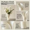 Unique Vase for Fresh Flowers 3D Printed Leaf Shaped Vase, Decorative Flower Elegant Milky White Arrangement, Modern Tabletop Home Living Room