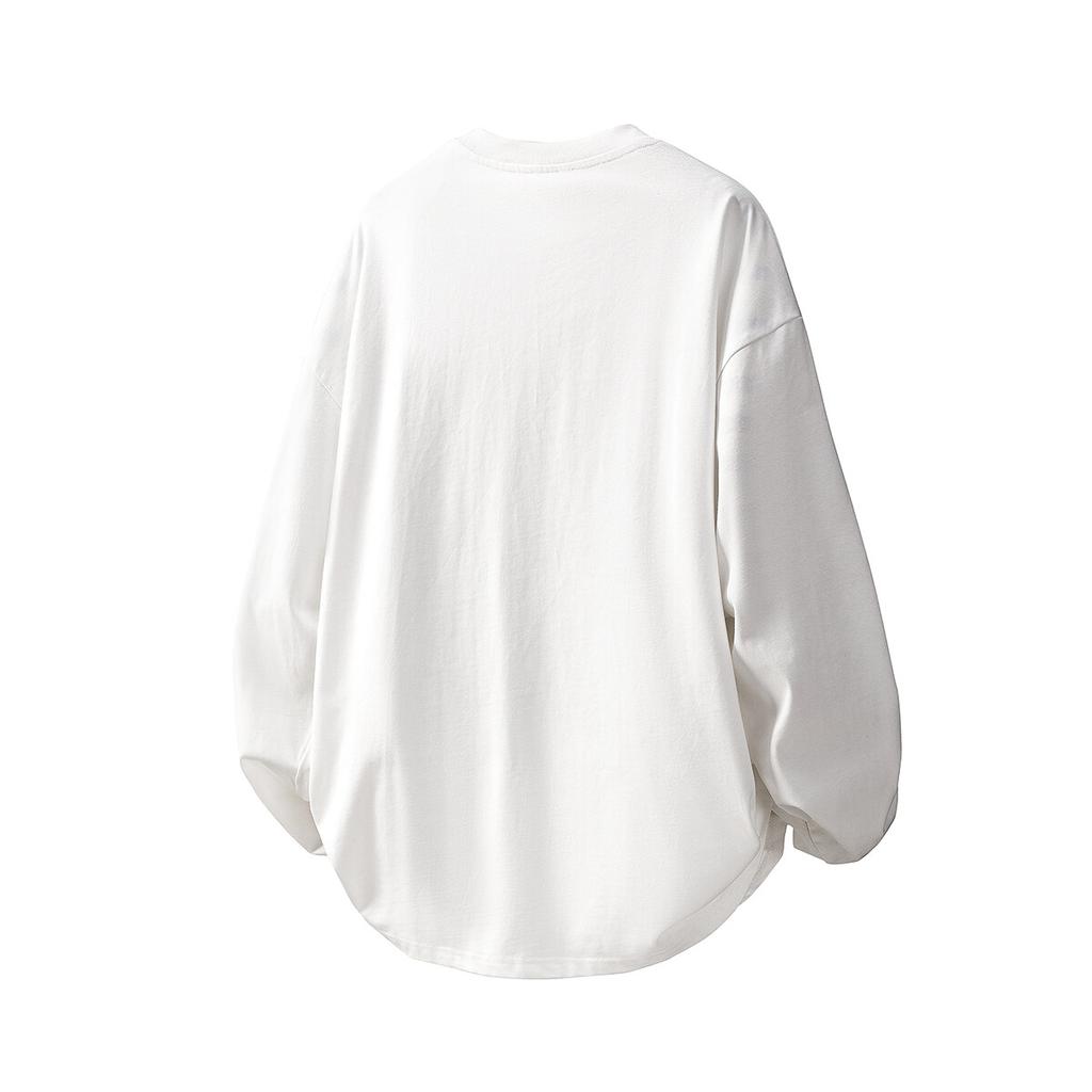 2025 Весна Осень Мужская Футболка с Длинным Рукавом Мужская Повседневная Корейская Футболка Мужская Однотонная Хлопковая Майка Мужская Оверсайз Черная Футболка