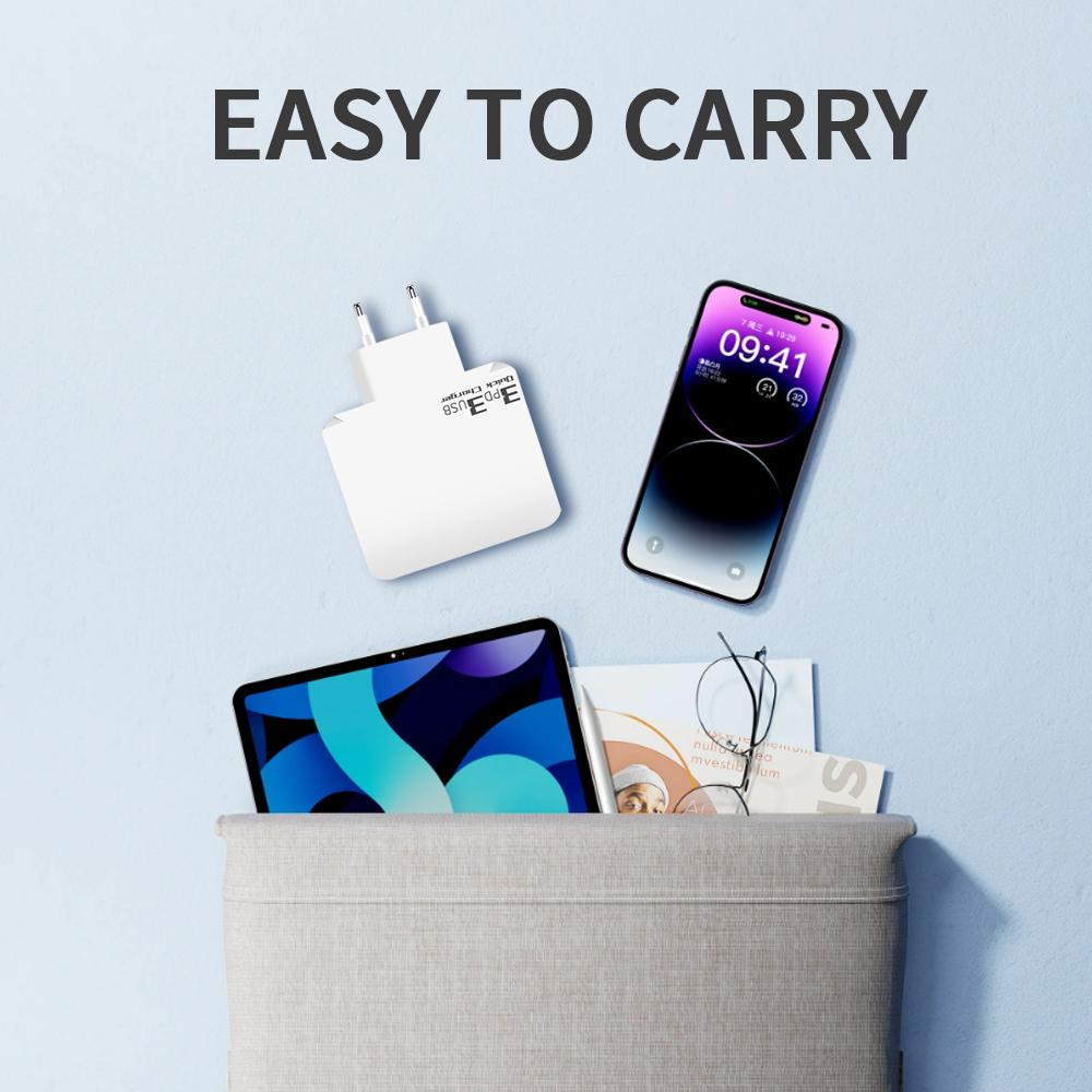 65 Вт 6-портовое USB-зарядное устройство Type C с быстрой зарядкой QC3.0, дорожное зарядное устройство для iPhone, Samsung, Xiaomi, адаптер для мобильного телефона, вилка ЕС и США