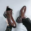 Fashion Fashionable Men's Comfortable Lace Up Polished High Top Leather Shoes Autumn Men's Pointed Business Breathable New Knight Boots