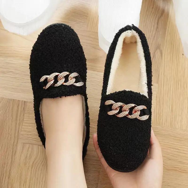 Модная хлопковая обувь для женщин плюшевые балетки уличная мода зимняя теплая обувь для снега женщины сохраняют тепло лоферы zapatos de mujer