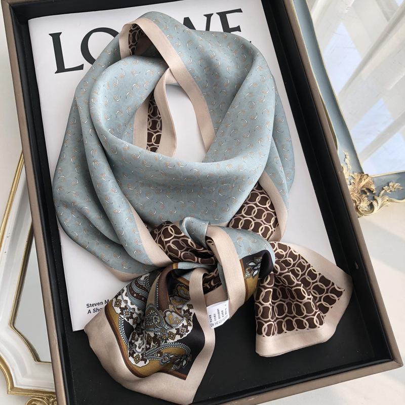Blue Print In Memory! Intellectual Retro Mulberry Silk Silk Scarf Women'S Long Double-Layer Double-Sided Silk Scarf Streamer