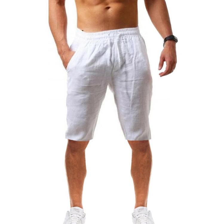 Summer Loose Cotton and Linen Breathable Five Quarter Pants for Sports and Leisure Elastic Drawstring Men's Shorts