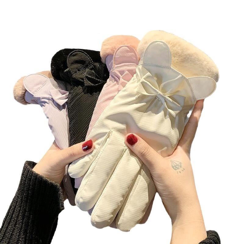 Женские милые зимние плюшевые сенсорные перчатки