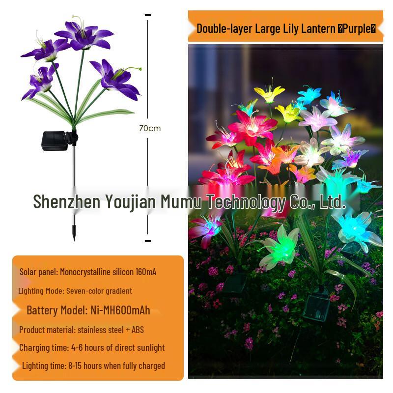 Outdoor Solar Lily Flower Garden Stake Light
