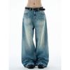 Madwitch Retro Cool Washed Straight-Leg Jeans for Men and Women, Loose Casual High Street Distressed Wide-Leg Pants Trendy