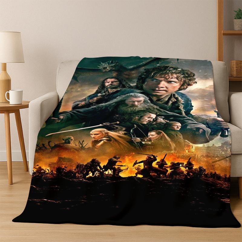 Movie L-Lord of The Rings H-Hobbit Flannel Blanket Soft Warm Blanket Throw Blanket for Bedroom Living Room Bed Picnic Gift Kid