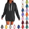 Women's Loose Long Sleeved Solid Color Hooded Sweatshirt With Velvet Drawstring