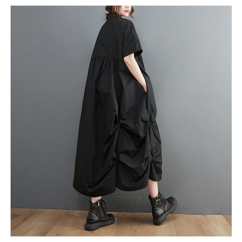 Summer Women's Dress Loose Large Size Cool Comfort Short Sleeve Printed Skirt Artistic Temperament In The Long Casual Dress