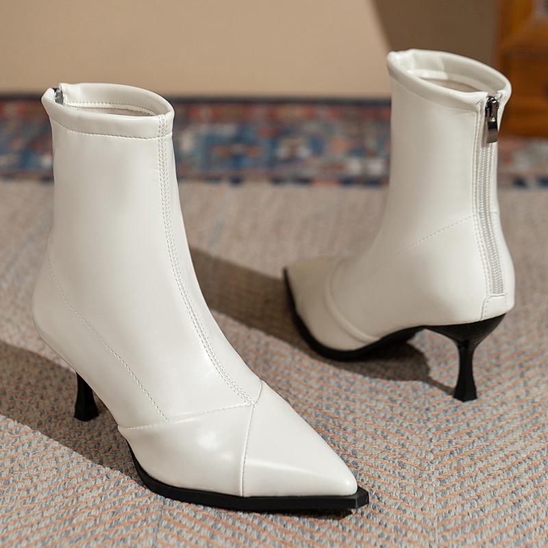 Сексуальные женские ботинки челси с острым носком на высоком каблуке, модная обувь на зиму 2025 года, новые элегантные зимние ботинки, туфли-лодочки для вечеринок на молнии Botas Mujer